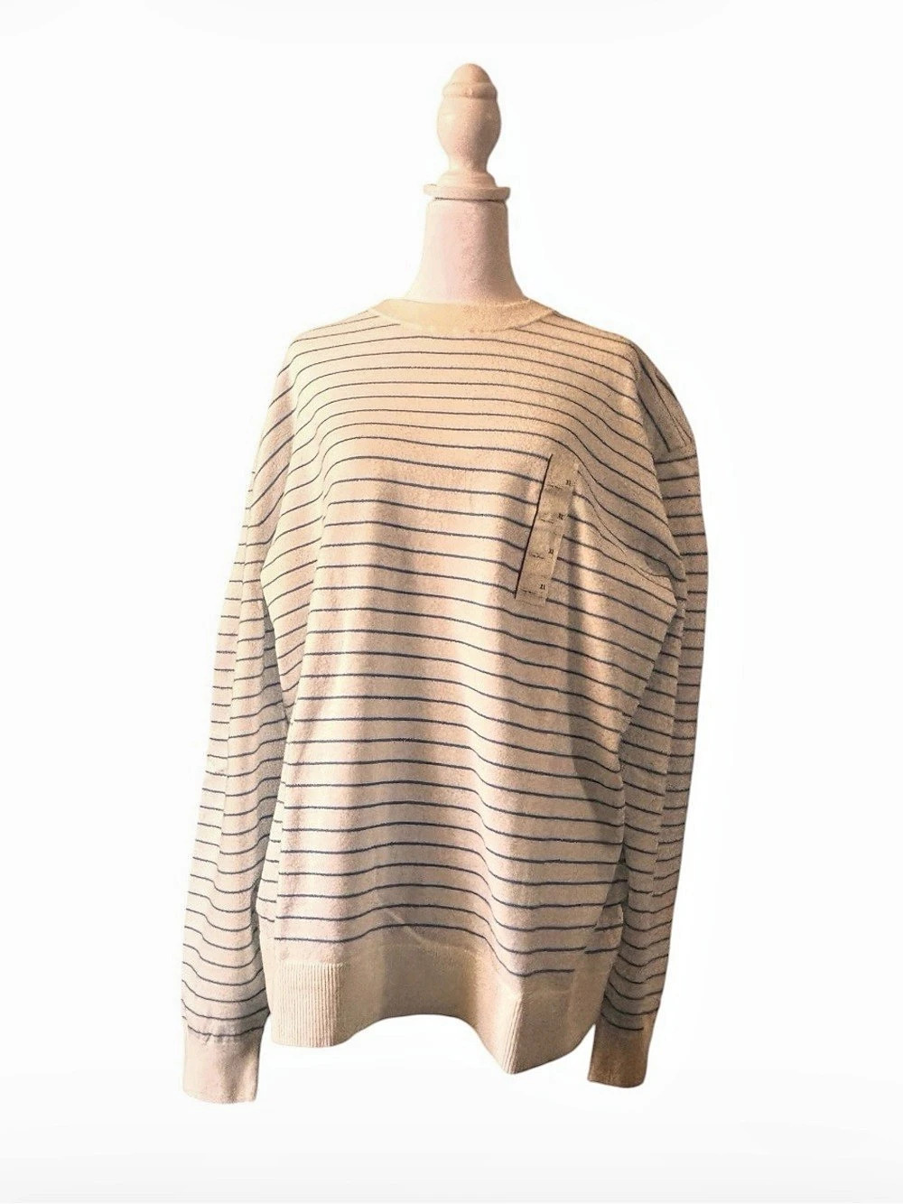 Goodfellow & Co Textured Striped Crewneck Sweater white & Striped blue 58 % Cott